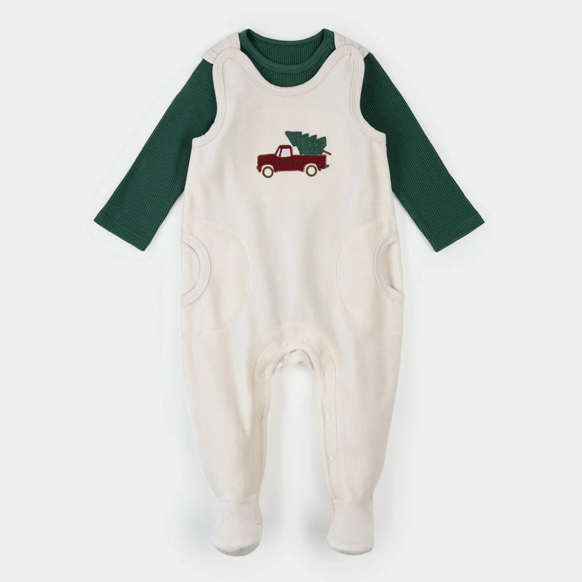 Thermal Overall Set | Dark Green Striped | Petit Lem