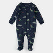 Footed Sleeper | Holiday Dinosaur Print on Navy | Petit Lem