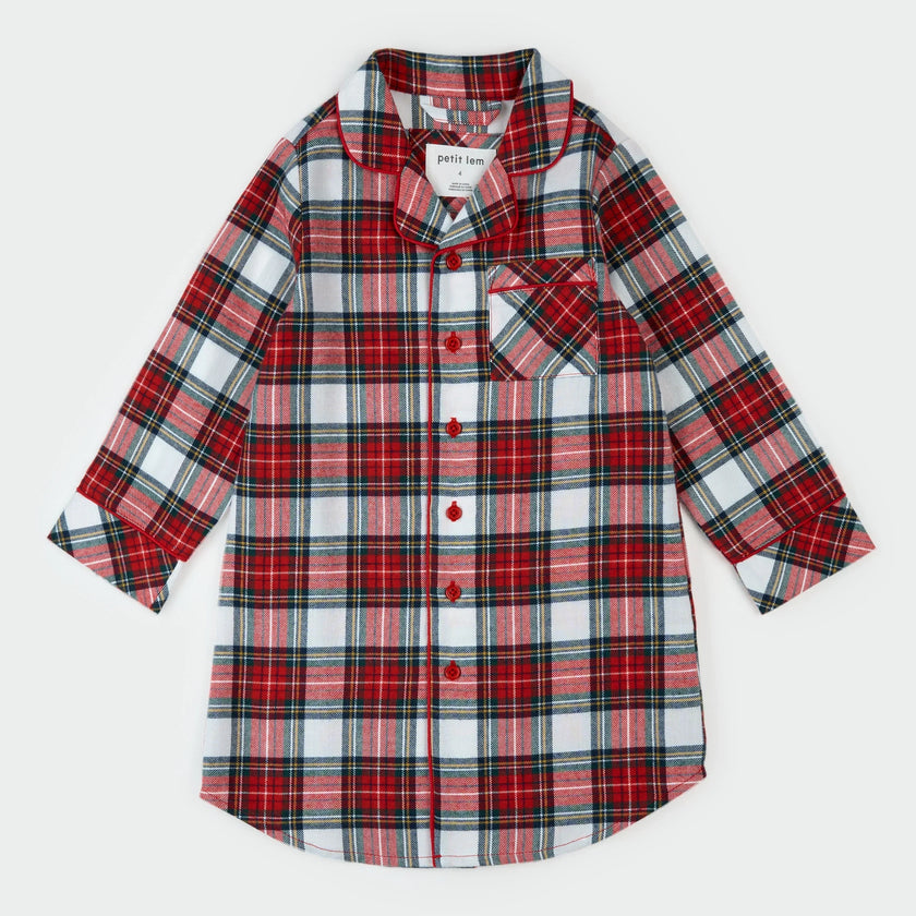 Flannel Night Gown | Red Tartan Plaid | Petit Lem