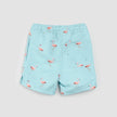 Flamingo Print on Canal Blue Swim Trunks | Miles The Label