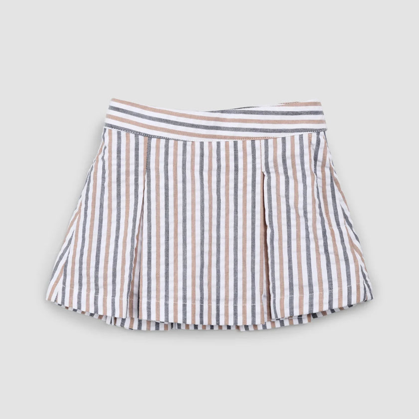 Rosewood & Navy Striped Seersucker Skort | Miles The Label