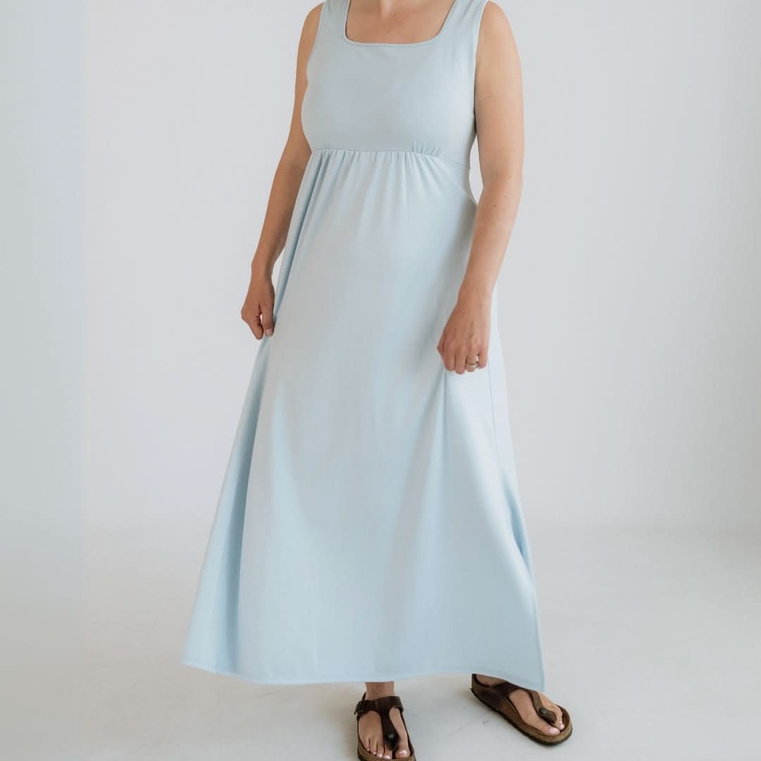 Ladies' Bamboo Square Neck Midi Dress | Leaf Green