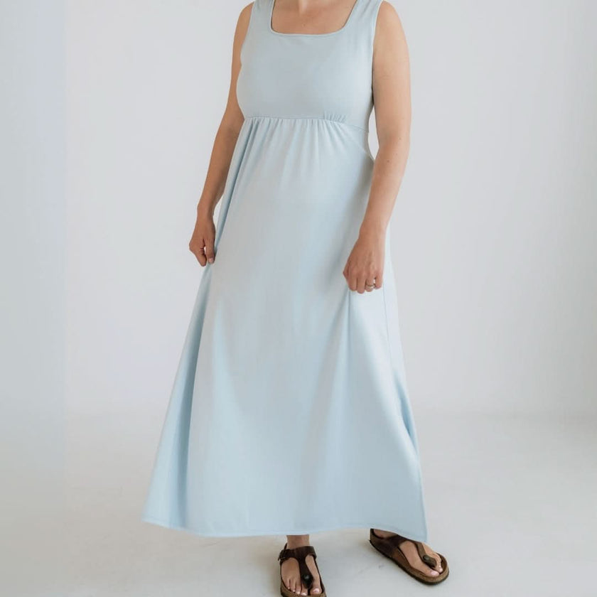 Ladies' Bamboo Square Neck Midi Dress | Leaf Green