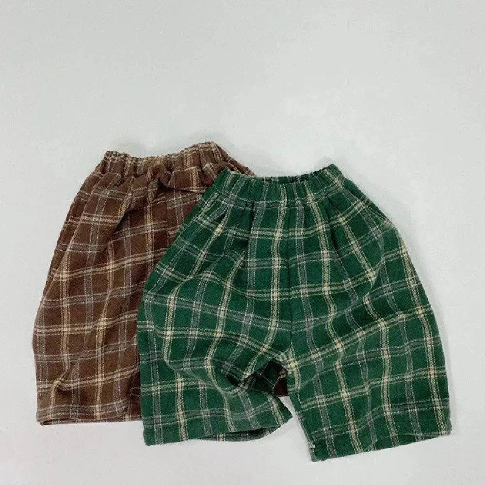 Fashion Personality Children's Plaid Stylish Pants Short pant for Boys