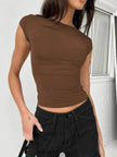 Slim Fit Backless Crop Top Summer Charming Breathable Short Sleeve  Low Back Top  Tank Top for Women