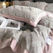 A Four Piece Set Of Rabbit Hair And Milk Velvet Duvet Cover On A Baby Plush Bed