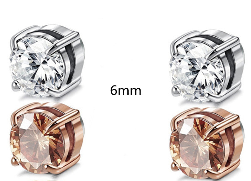 Unisex Zircon Magnetic Ear Clip – No Piercing Rhinestone Stud Earring in 6mm & 8mm