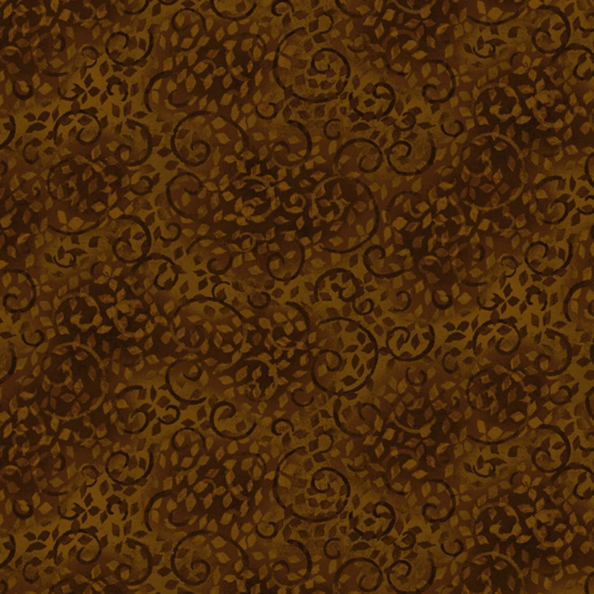 Wilmington Prints' Essential Basics - Dark Chocolate Scroll