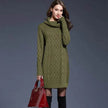 New Autumn Winter Solid Knitted Oversized Mini Turtleneck Sweater Dress
