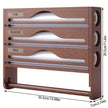 3 grid Bamboo Wood Wall Mounted Food Wrap Dispenser