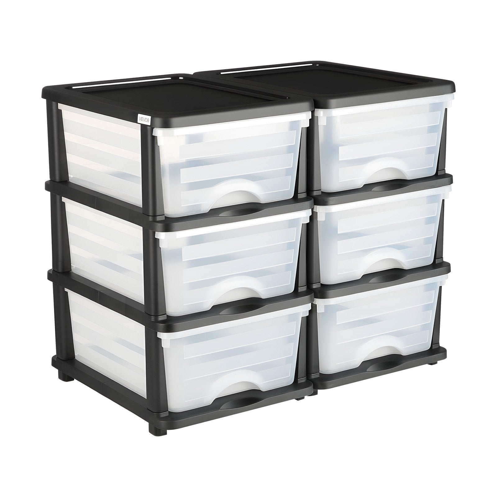 Clear Plastic Storage Drawers, 2-Pack, 6 Drawers Total, Transparent, for Closet, Office, Craft Room