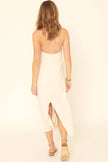 Solid Woven Keyhole Open-Back Maxi Dress