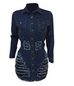 Chic Fashion Fitted Ripped Long Sleeve Jeans Denim hip dress
