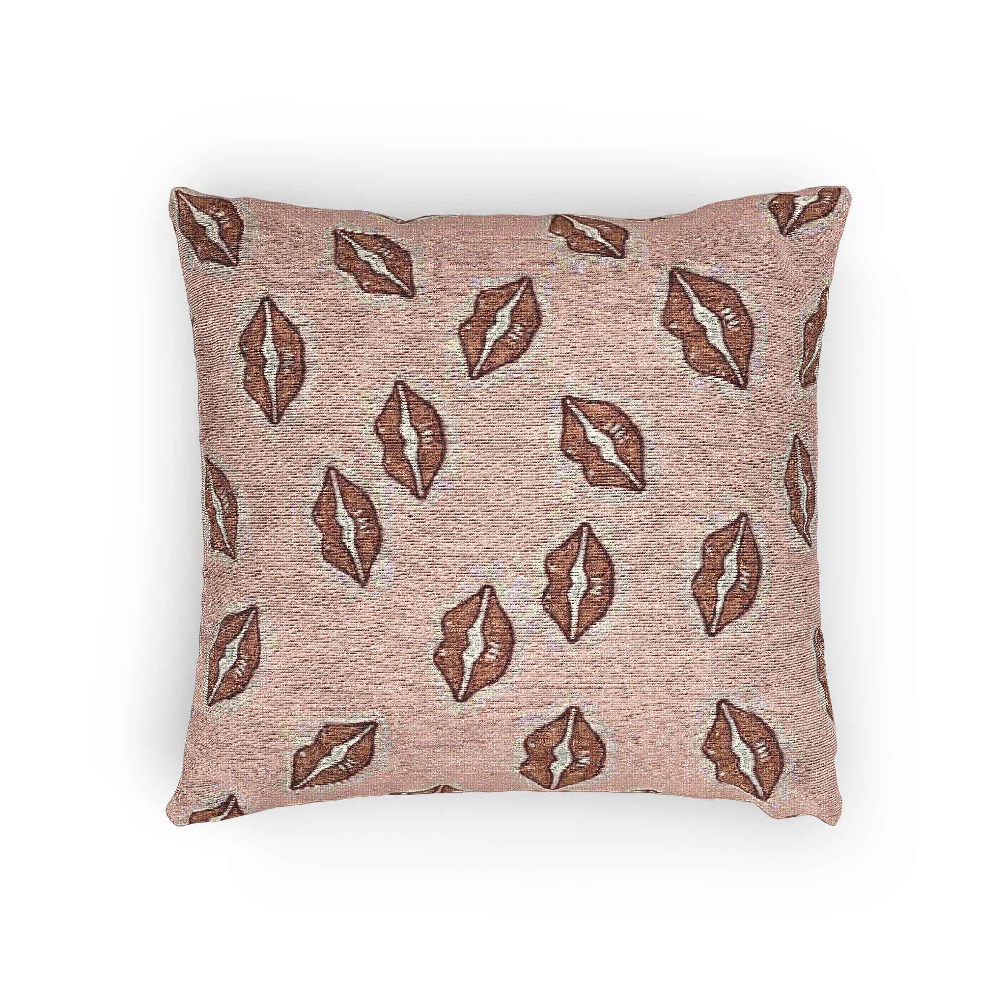 Kiss Pattern Woven Pillow | Lip Print Decorative Pillow