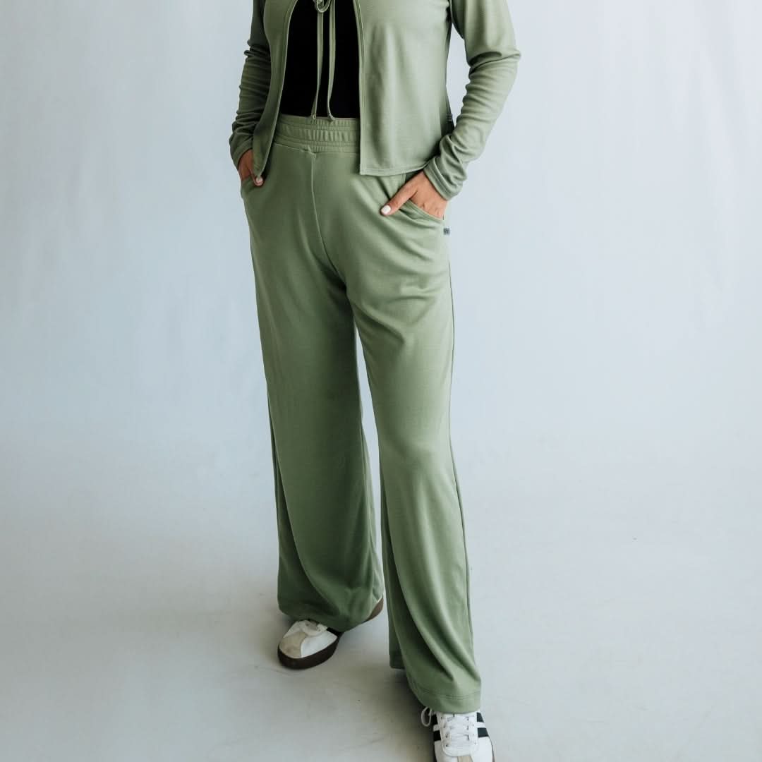 Ladies Bamboo Wide Leg Pants | Black