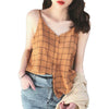 Casual sleeveless button down Chiffon  blouse top for women
