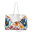 Colorful Handprint Weekender Bag - Boho Palm Print Travel Tote