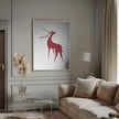 Art mural : Cerf stylisé rétro (rouge)
