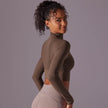 Quick Drying Gym Slim Fit Mesh Turtleneck Long Sleeve Workout Crop Top