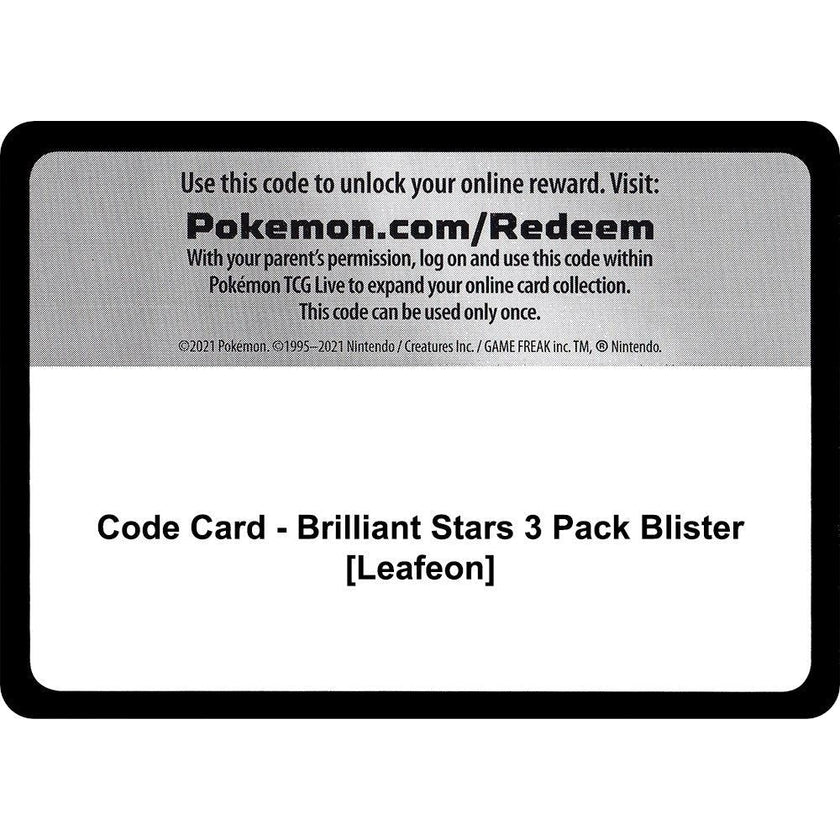 Code Card - Brilliant Stars 3 Pack Blister [Leafeon] (SWSH09)