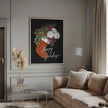 Wall art Floral Stocking Happy holidays in black Canvas Print
