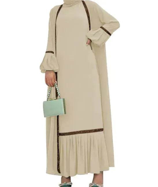 Elegant Two piece for ArabWomen Abaya Underwear dress and Kimono Abaya Open front Abaya for  Middle Easter Arab Dubai Women