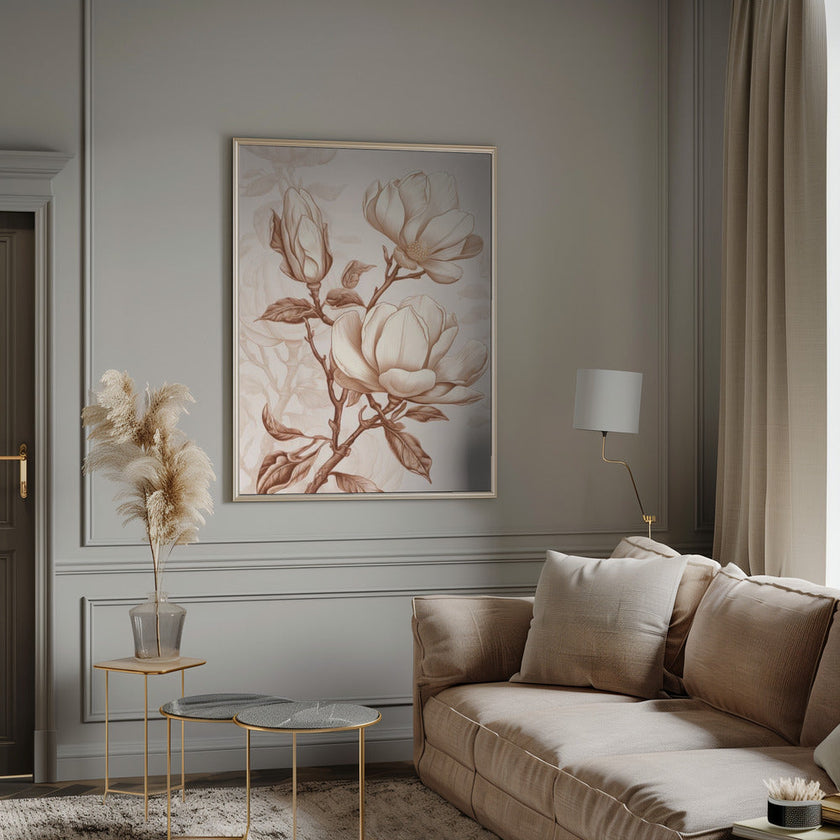 Décoration murale Fleurs Beige 1