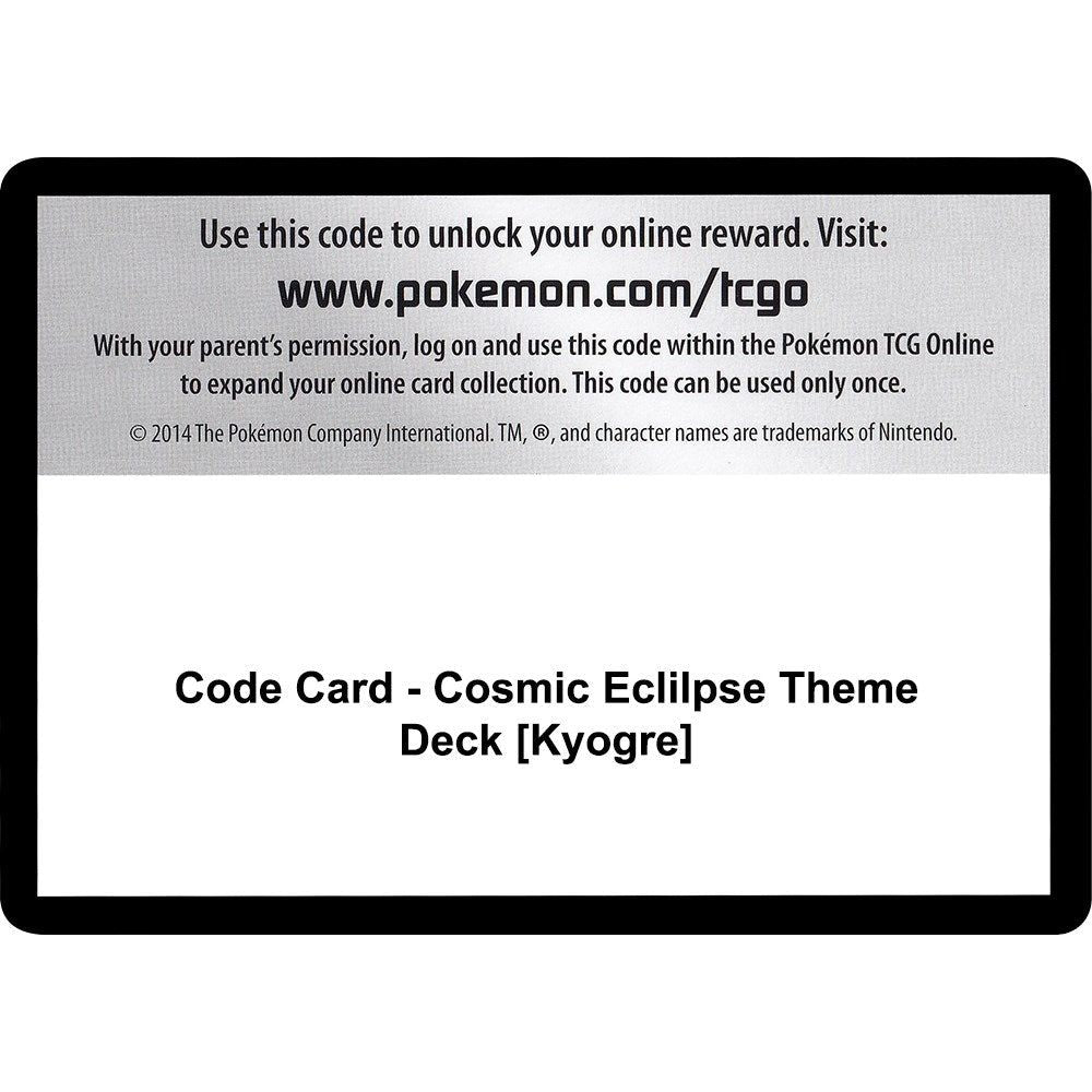 Code Card - Cosmic Eclilpse Theme Deck [Kyogre] (SM12)