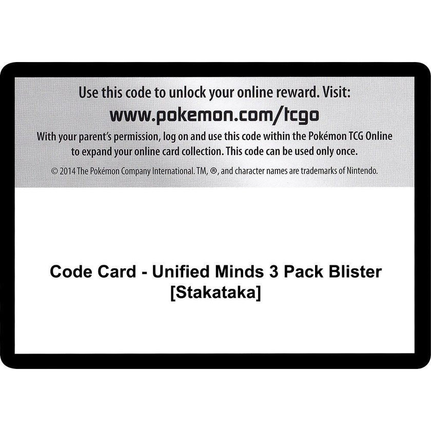 Code Card - Unified Minds 3 Pack Blister [Stakataka] (SM11)