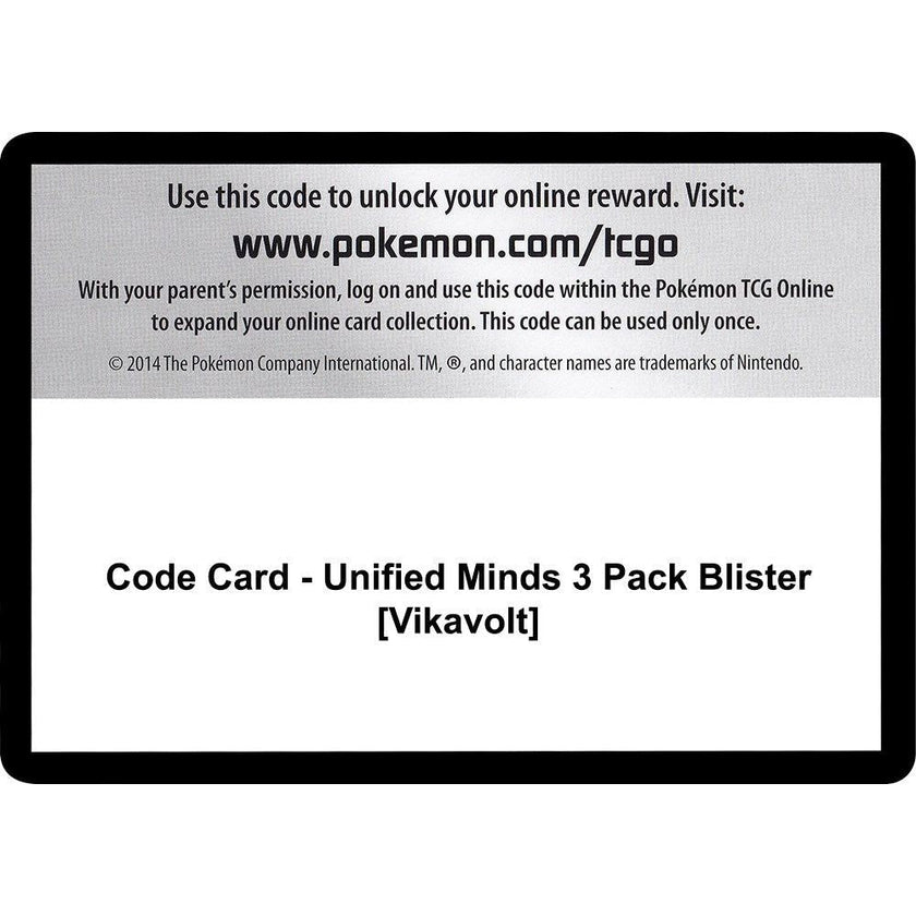 Code Card - Unified Minds 3 Pack Blister [Vikavolt] (SM11)