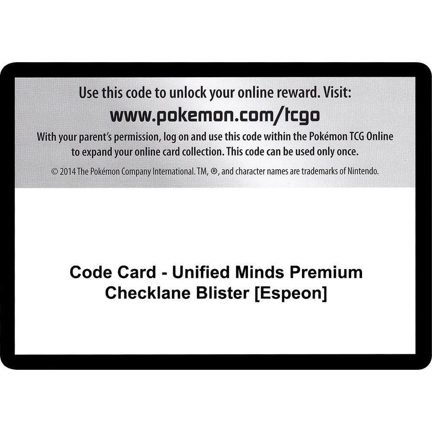 Code Card - Unified Minds Premium Checklane Blister [Espeon] (SM11)