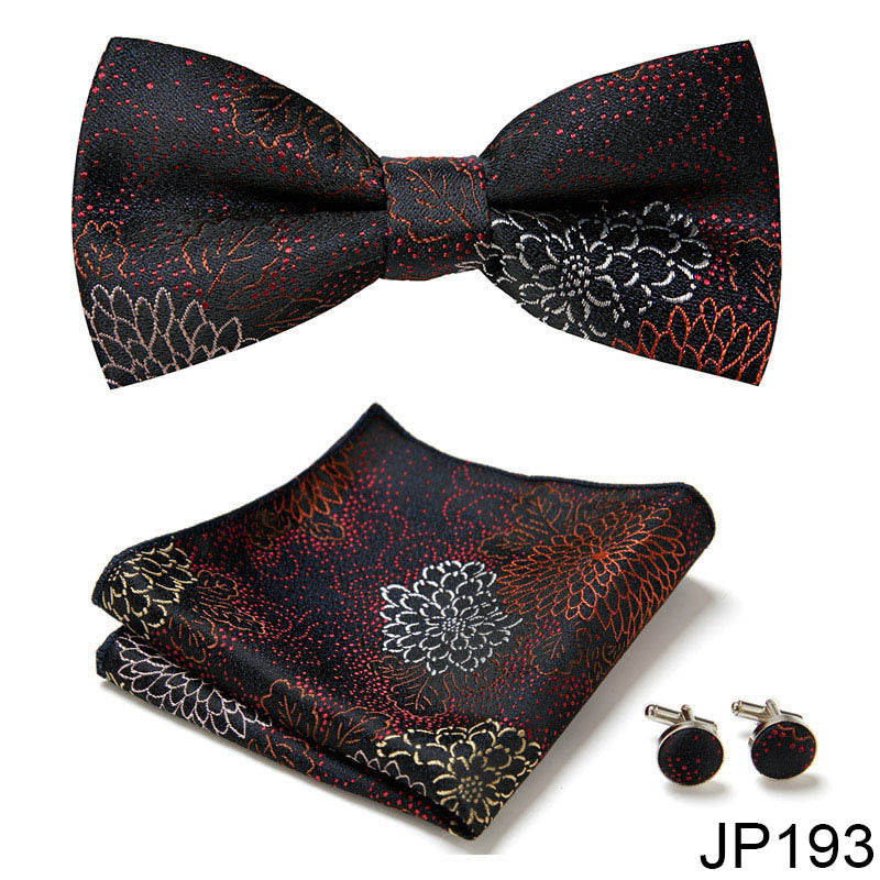 Men's Jacquard Bow Tie Set – Bow Tie, Pocket Square & Cufflinks | 36 Colors | Canada & USA