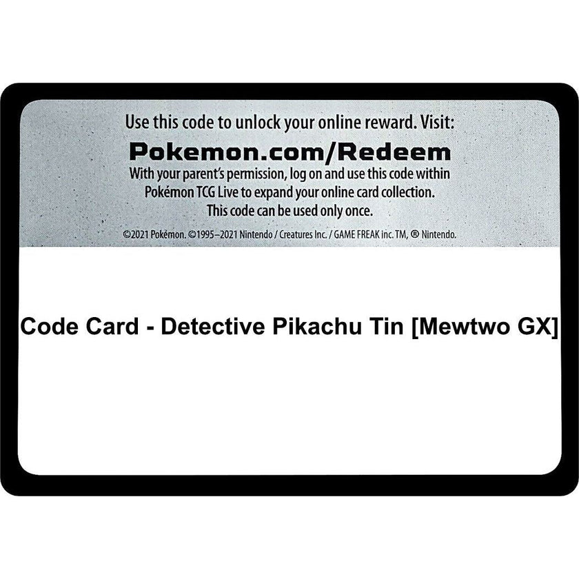 Code Card - Detective Pikachu Tin [Mewtwo GX] (DEP)