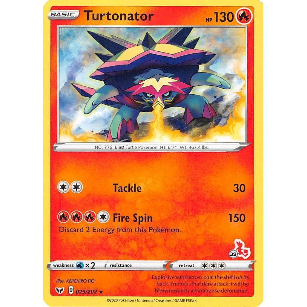 Turtonator - 029/202 (#39 Cinderace Stamped) (029/202) (BA22)