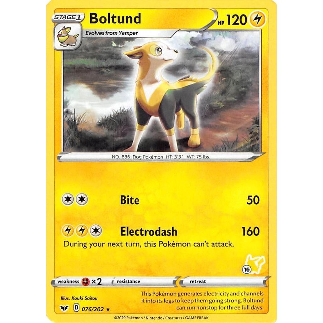 Boltund - 076/202 (#16 Pikachu Stamped) (076/202) (BA22)