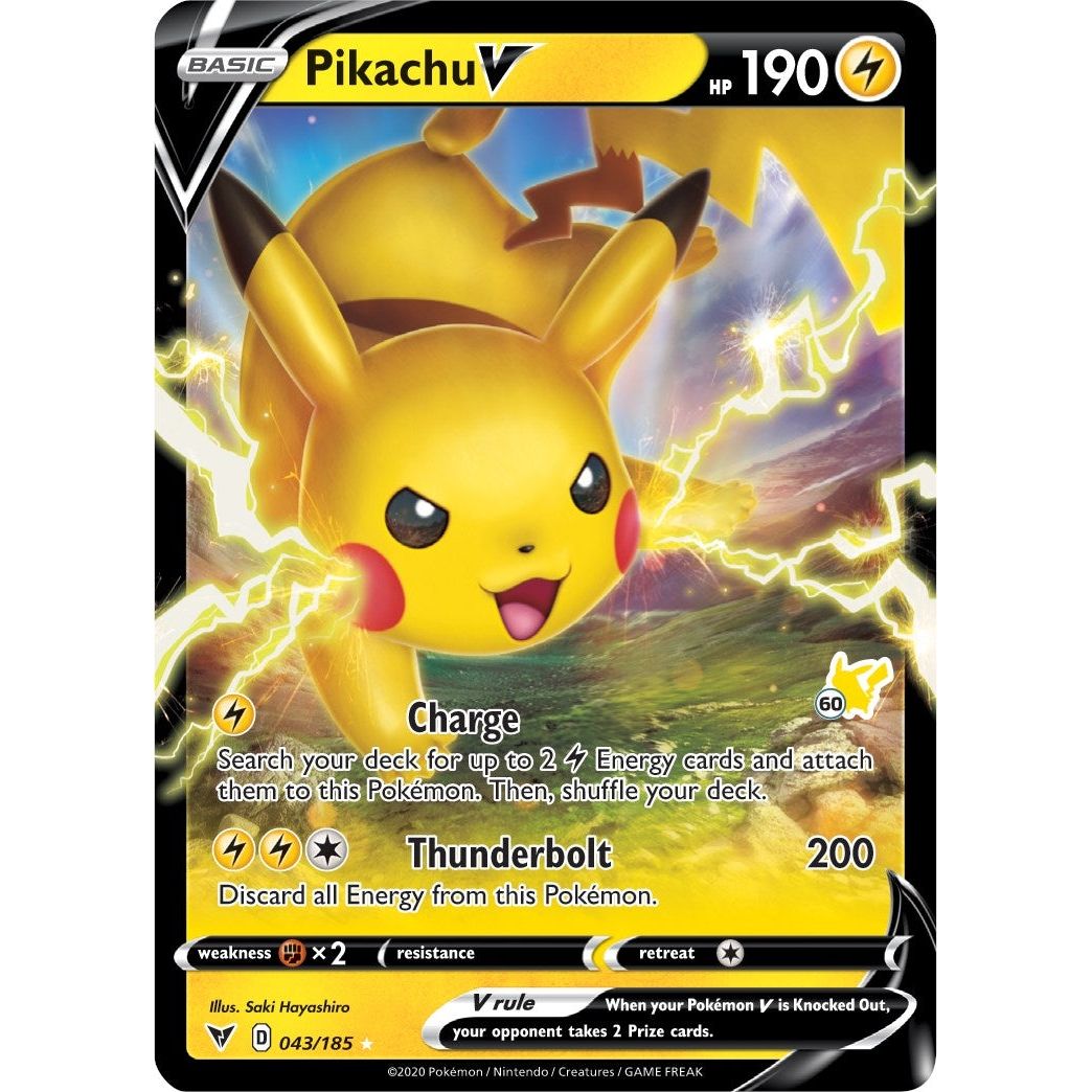 Pikachu V - 043/185 (#60 Pikachu Stamped) (043/185) (BA22)