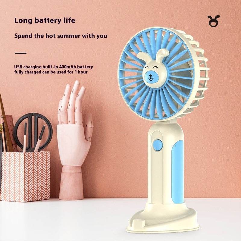New Summer Cartoon Handheld Mini Usb Rechargeable Fan Desktop Stand