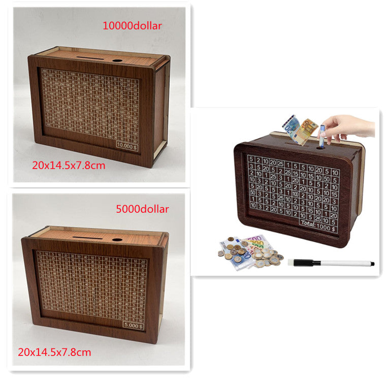 Wooden Coin Bank with Denomination Slots – Piggy Bank (Small & Large)