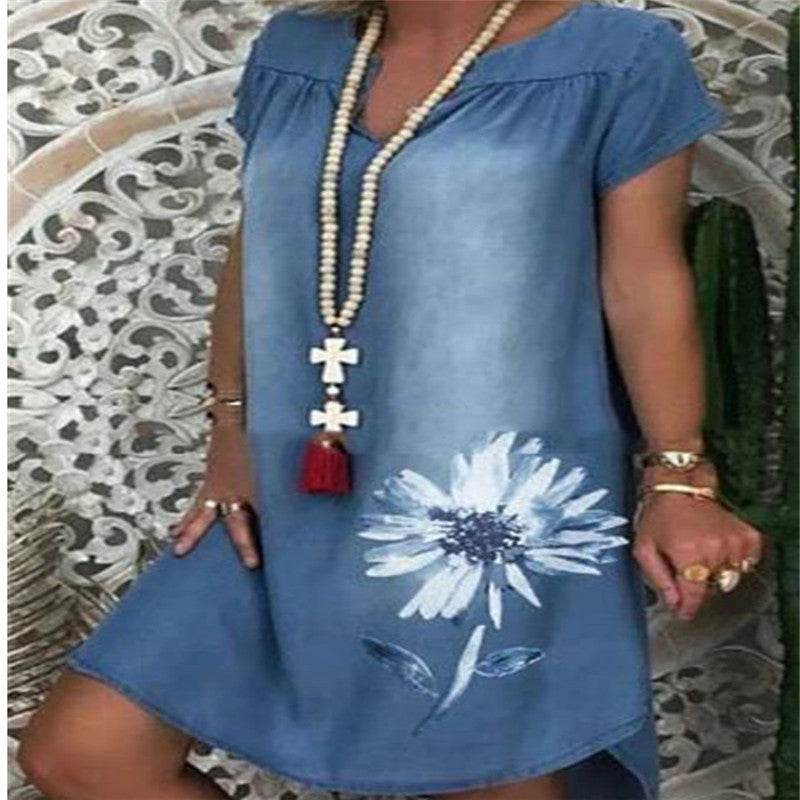 Casual Denim Fashion Floral jeans dress
