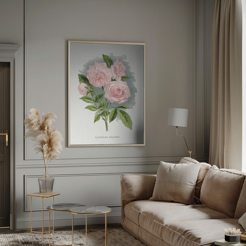 Wall Art Pink Rose, Clothilde Soupert Lithograph
