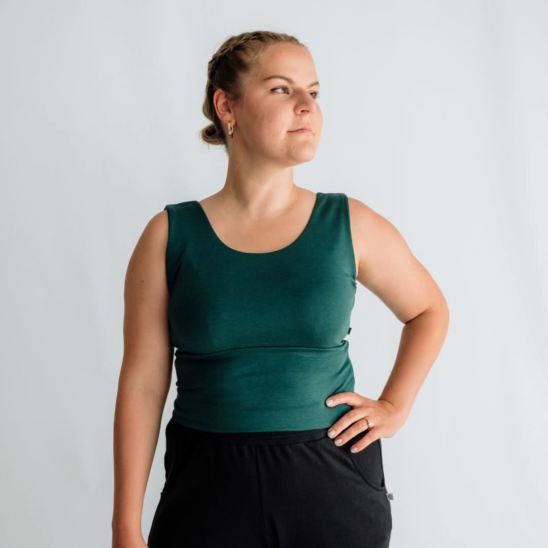 Ladies Bamboo Longline Bralette-Style Tank | Juniper