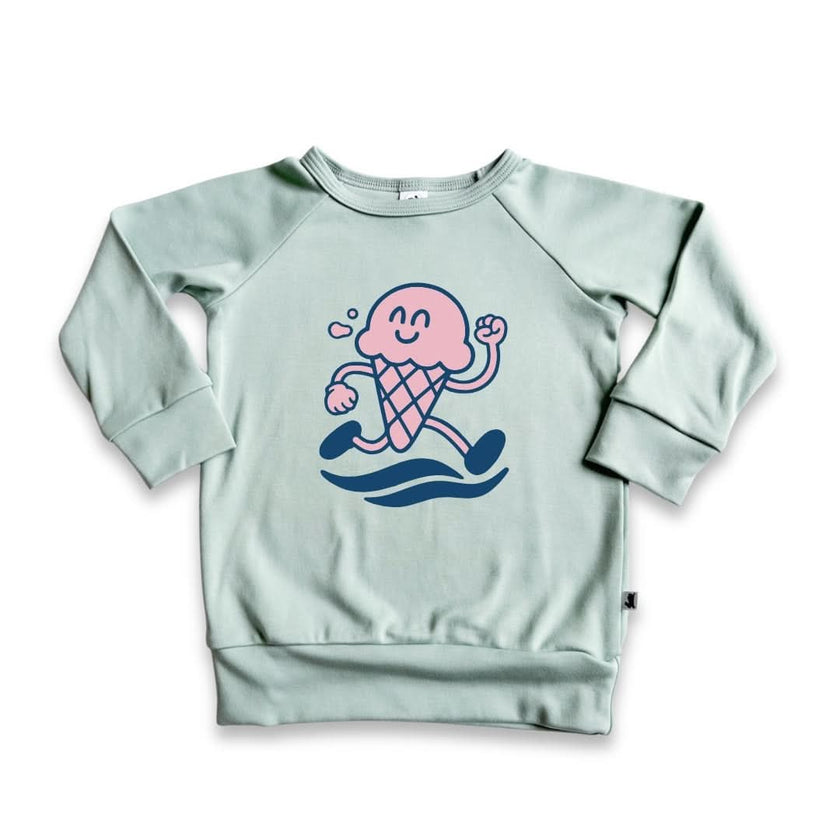 Baby/Kids' Bamboo Graphic Raglan Pullover | Ice Cream Dash On Seaglass