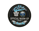 Dylan Cozens Autographed Toronto Maple Leafs Warm-Up Used Puck Inscribed 