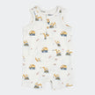 Sleeveless Romper | Diggers on White | Petit Lem