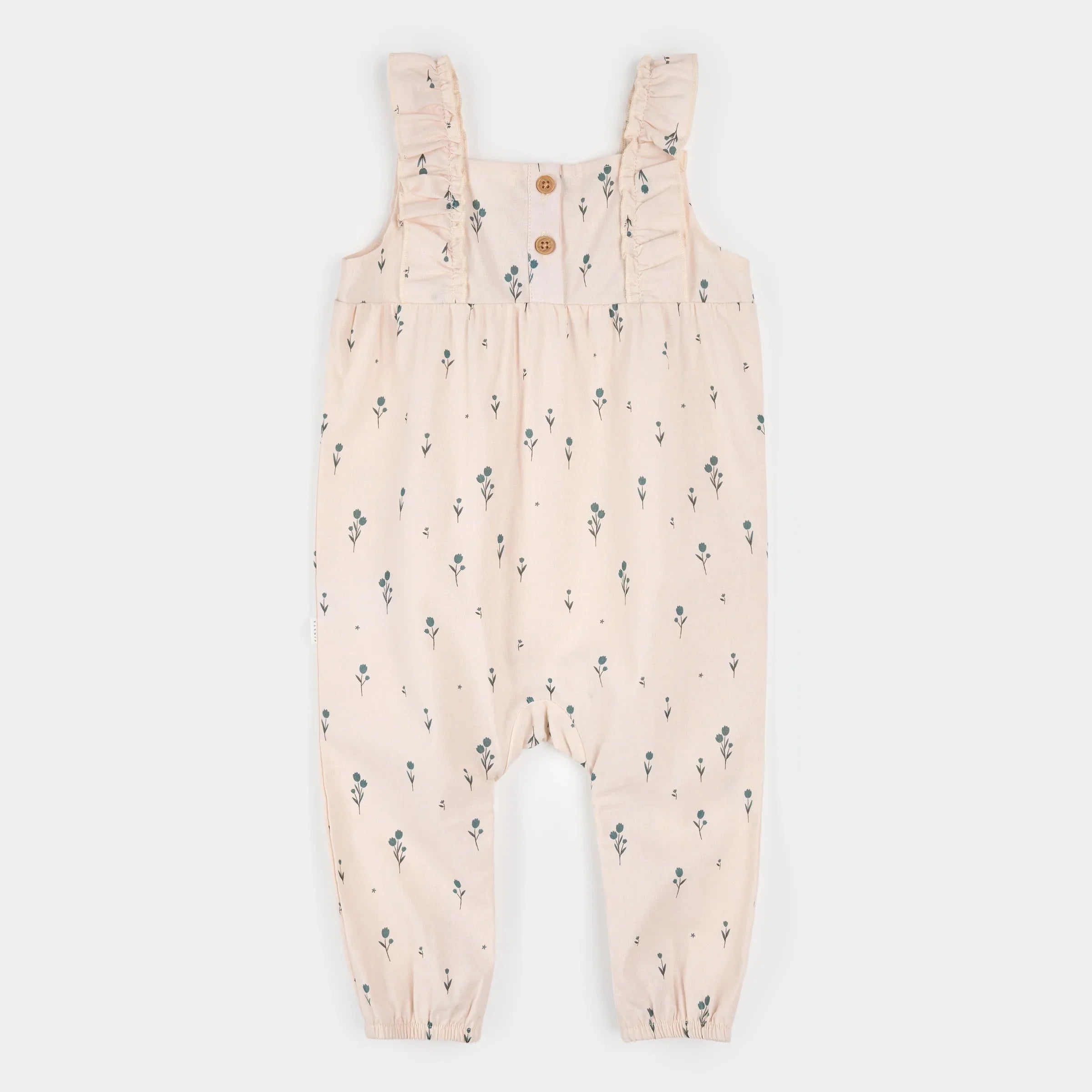 Cross Hatch Playsuit | Blue Tulips on Light Pink | Petit Lem