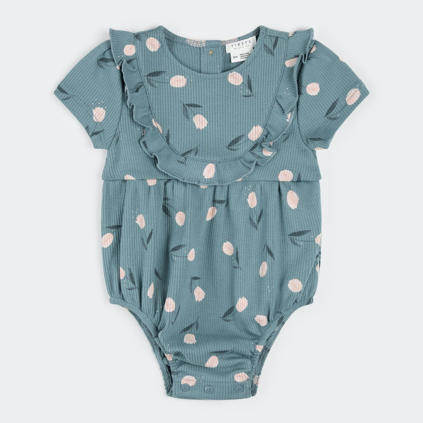 Bubble Romper | Floral on Teal | Petit Lem