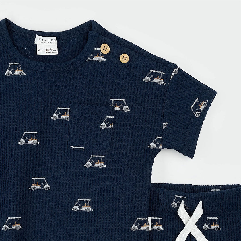 2 Piece Set | Navy with Golf Carts | Petit Lem
