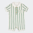 Collared Shortsleeved Romper | Green Stripe | Petit Lem