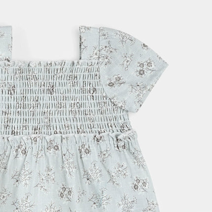 2 Piece Dress & Bloomer Set | Floral Print on Powder Blue | Petit Lem