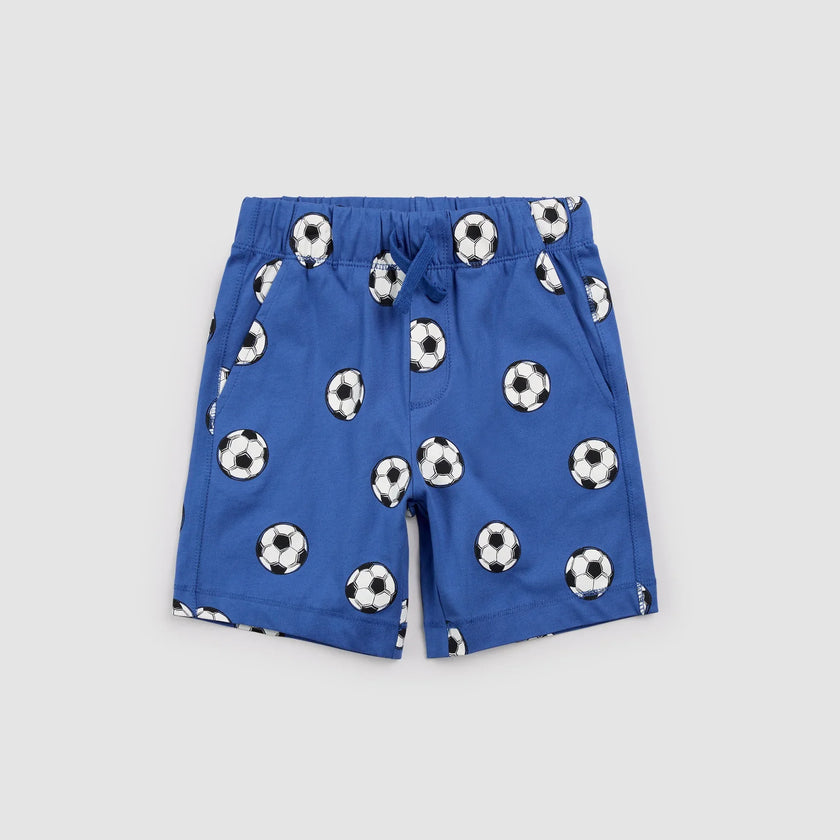 Knit Shorts | Soccer Balls on Royal Blue | Miles the Label